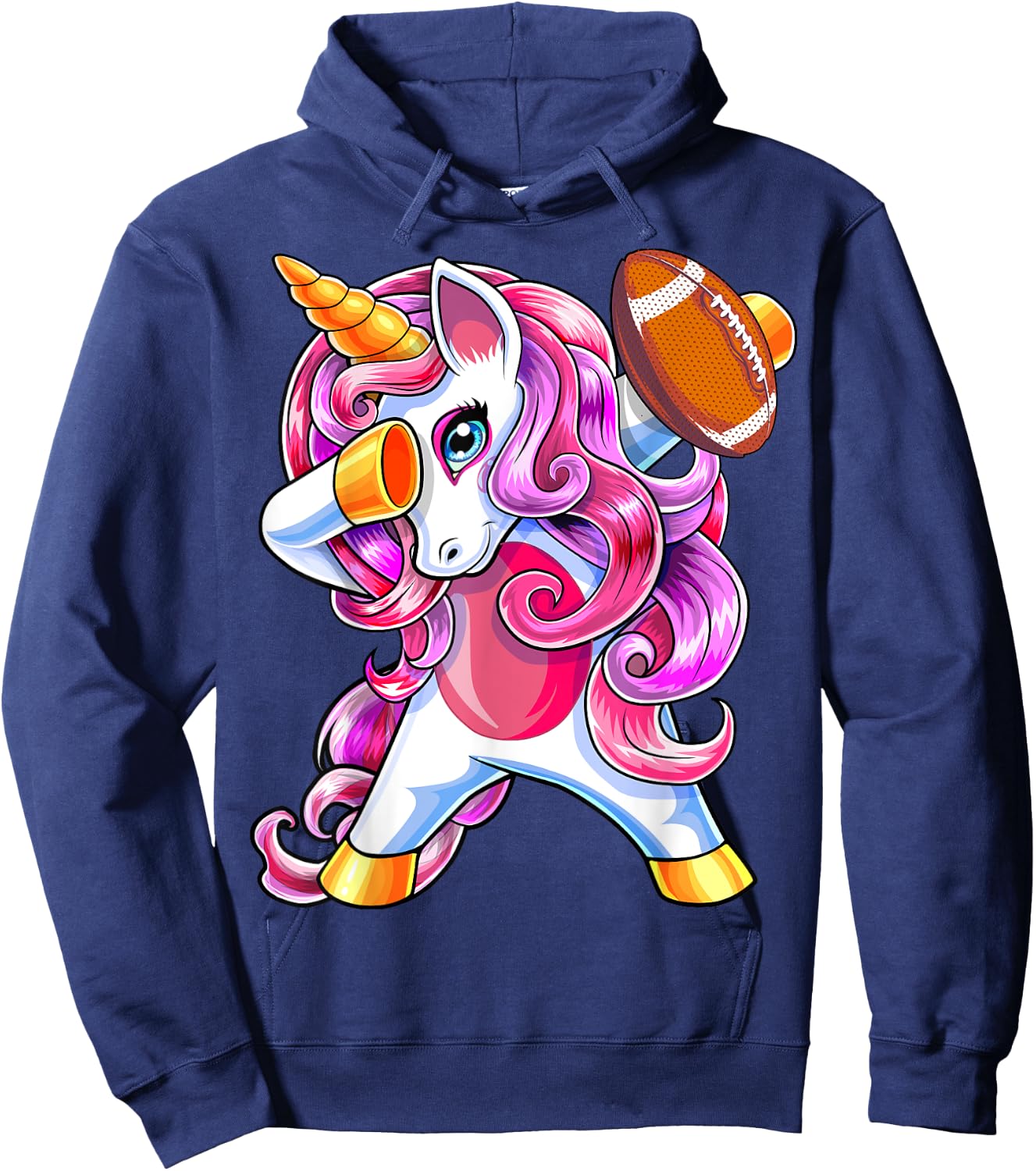 Dabbing Unicorn Football Shirt Unicorn Football Gift Girls Hoodie - Hoodie | Navy