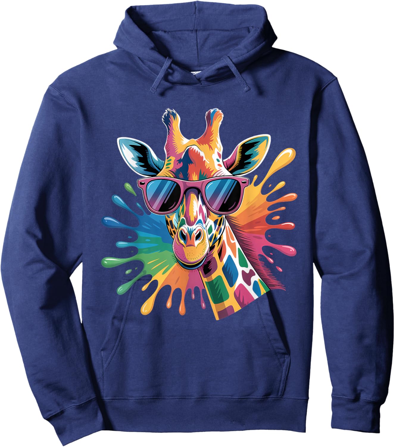 Giraffe Sunglasses Funny Giraffe Lover Safari Animal Animal Hoodie - Hoodie | Navy