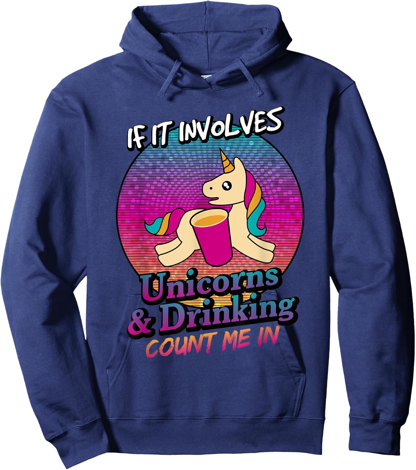 Unicorns and Beer Drinking Funny Unicorn T Shirt Hoodie - Hoodie | Navy