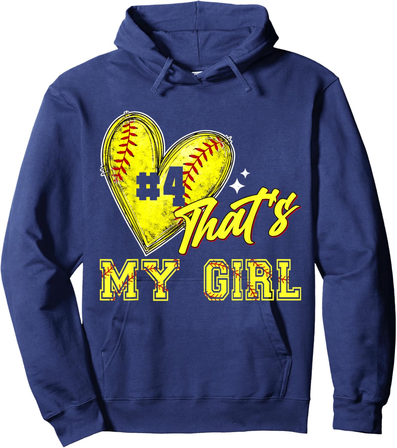 Softball Mom Dad That's My Girl Jersey Number 4 Game Day Hoodie - Hoodie | Navy