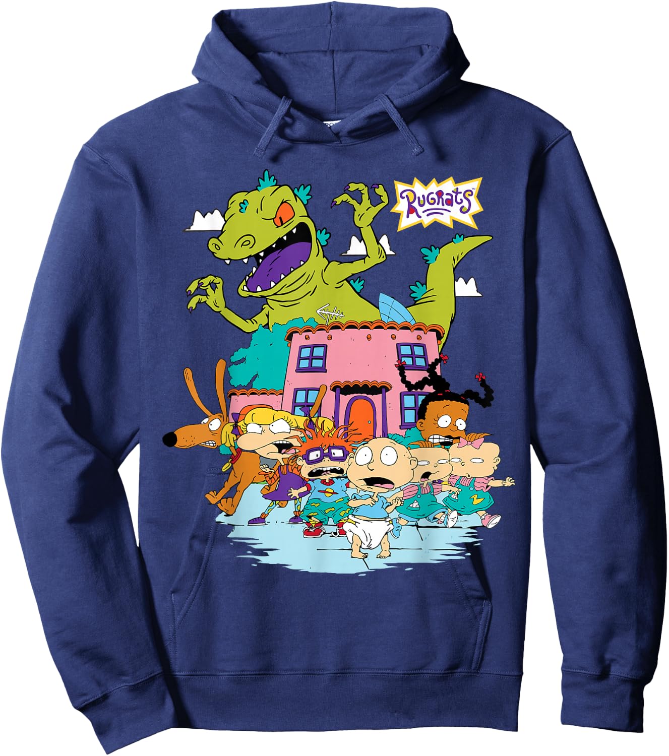Rugrats Running Away from Reptar Hoodie - Hoodie | Navy