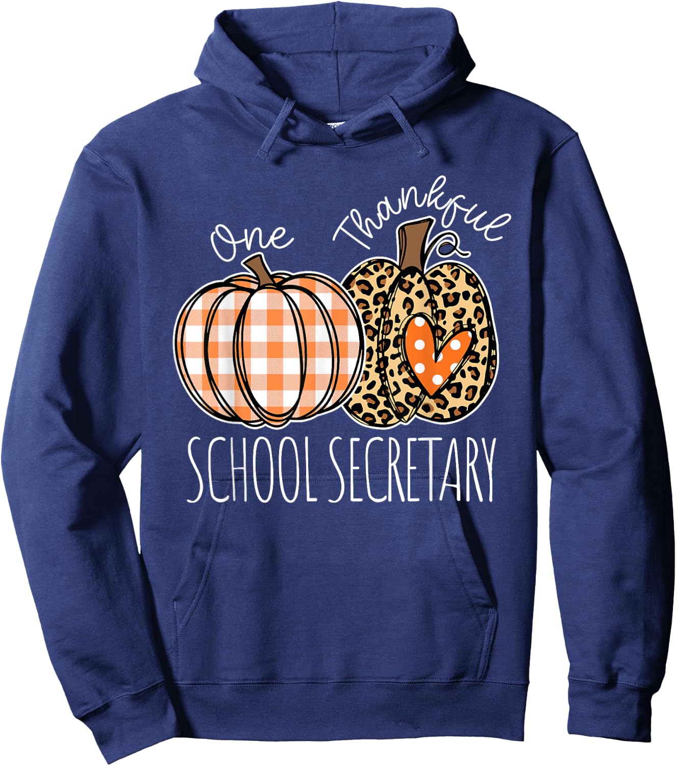 Thankful School Secretary Thanksgiving Office Staff Hoodie - Hoodie | Navy
