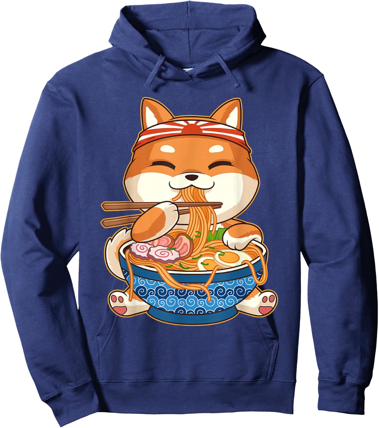 Kawaii Cute Anime Shiba Inu Dog Otaku Japanese Ramen Hoodie - Hoodie | Navy