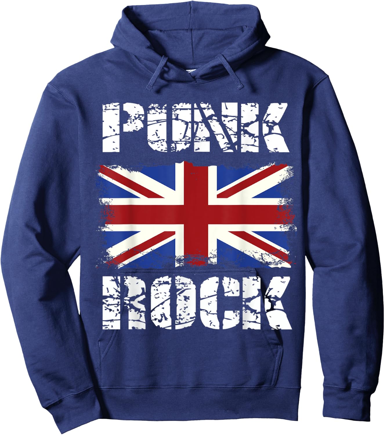 Punk Rock Vintage UK Flag Concert Music British Hoodie - Hoodie | Navy