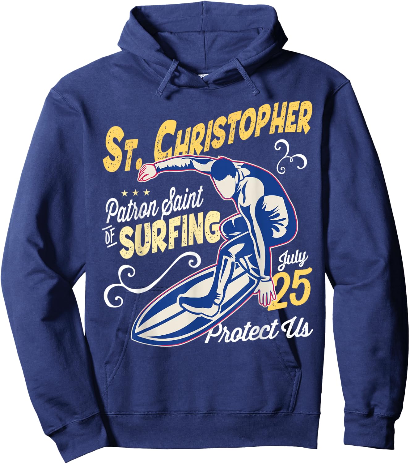 Saint Christopher Surf Patron Saint of Surfing Catholic Men Hoodie - Hoodie | Navy