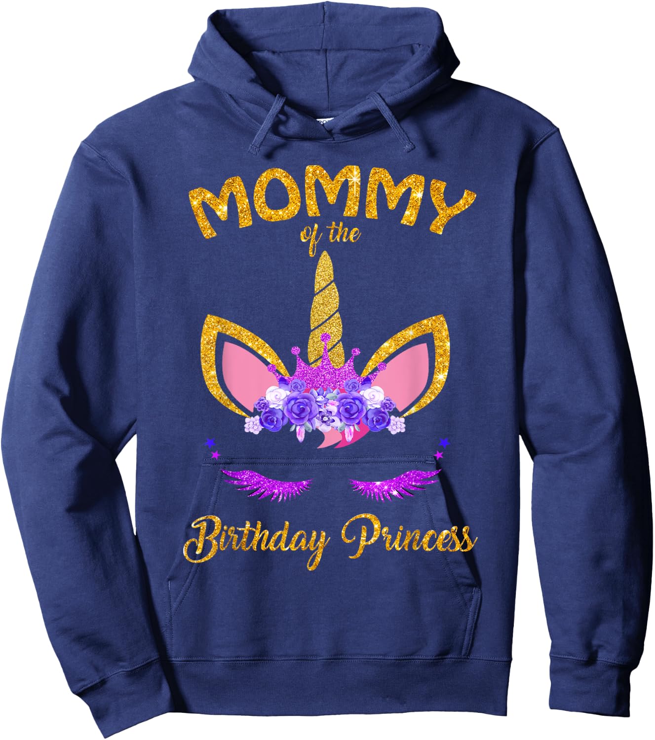 Mommy of The Unicorn Birthday Princess Matching Family Hoodie - Hoodie | Navy