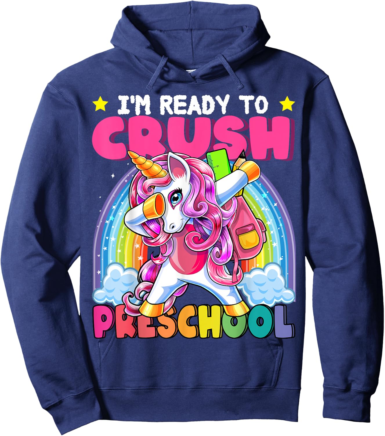 Crush Preschool Dabbing Unicorn Back to School Girls Gift Hoodie - Hoodie | Navy