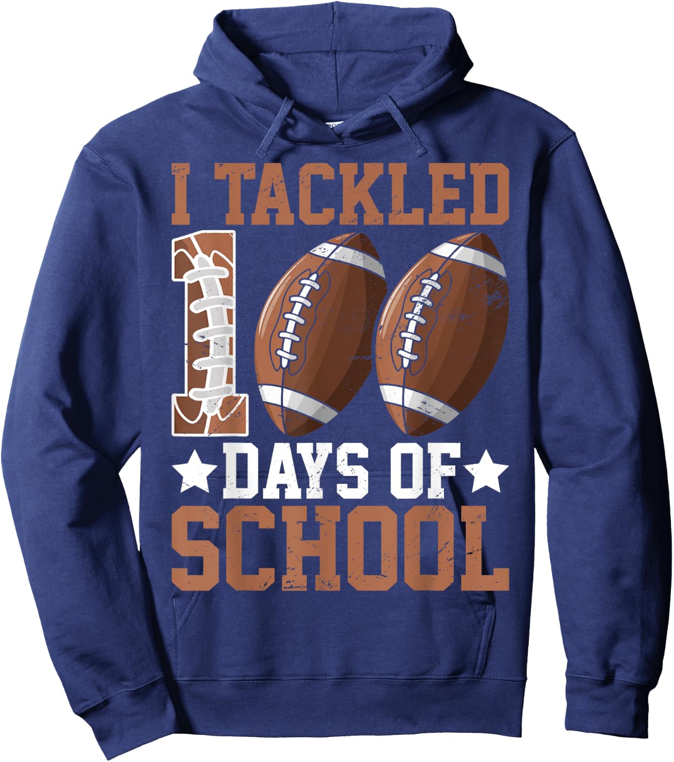 I Tackled 100 Days Football 100th Day Of School Boys Student Hoodie - Hoodie | Navy