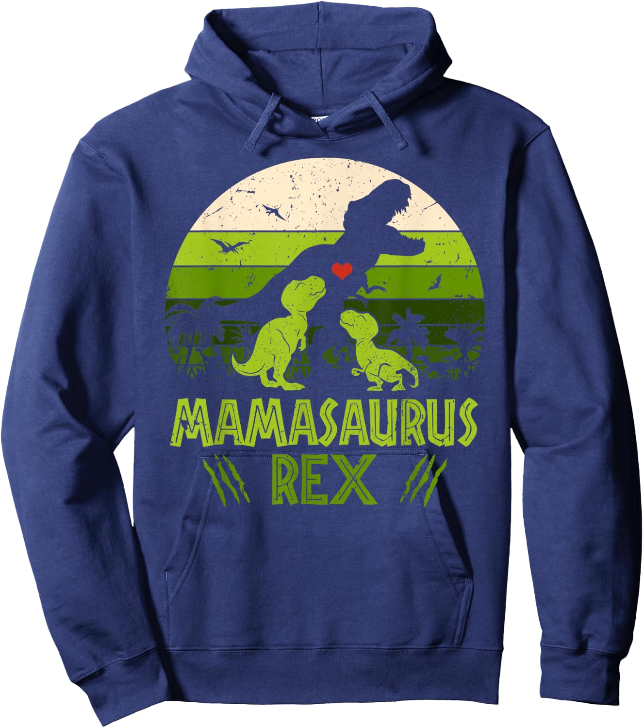Vintage Retro 2 Kids Mamasaurus Dinosaur Lover Gift Hoodie - Hoodie | Navy