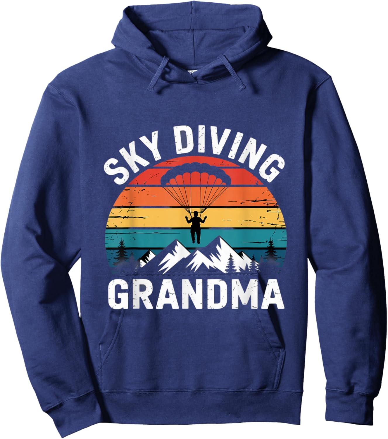 Retro Parachuting Skydiver Grandma Skydiving Hoodie - Hoodie | Navy