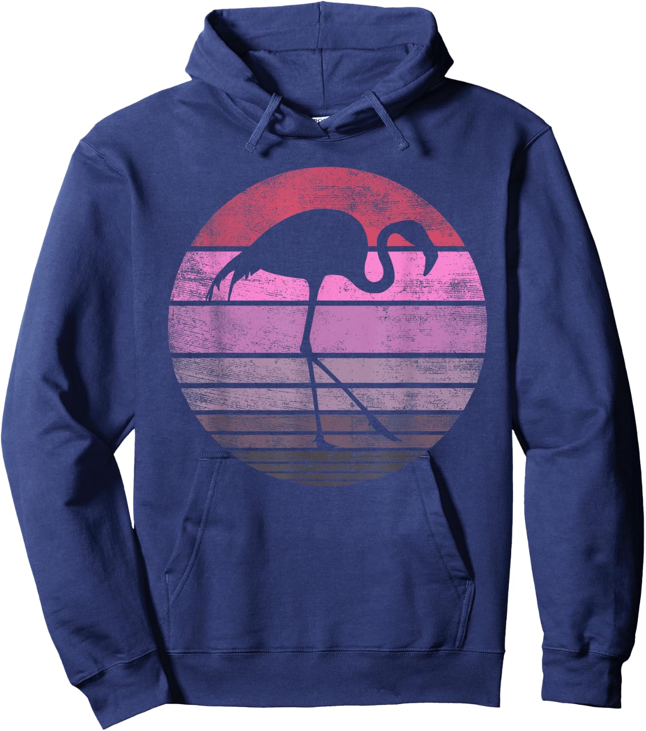 Pink Flamingo Lover Gifts Bird Vintage Animal Silhouette Hoodie - Hoodie | Navy