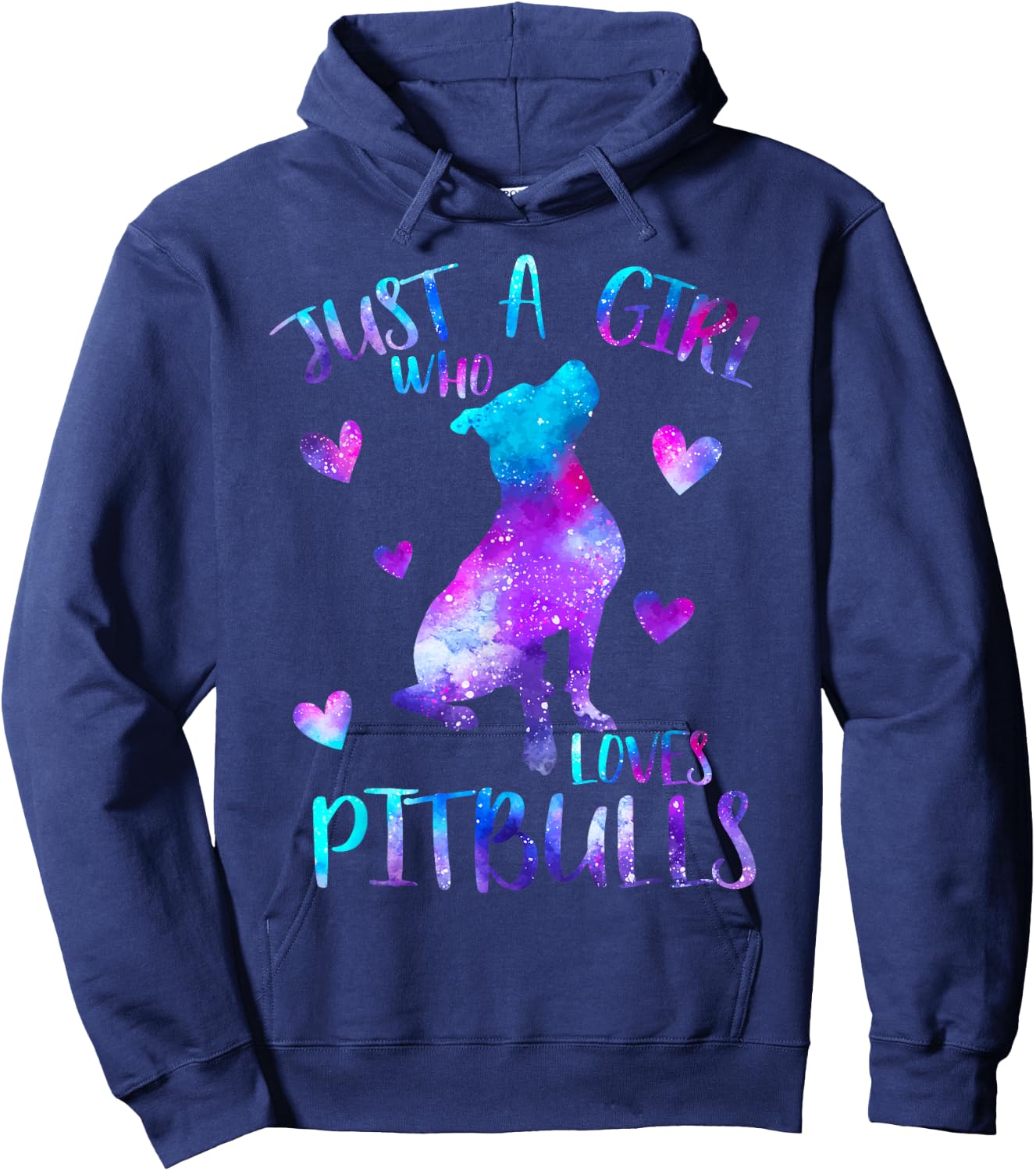 Just a Girl Who Loves Pitbulls Galaxy Space Pitbull Dog Mom Hoodie - Hoodie | Navy