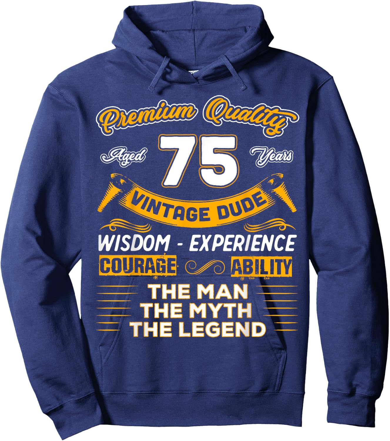 Vintage The Man Myth Legend 75 Yrs 75th Birthday Gift Hoodie - Hoodie | Navy
