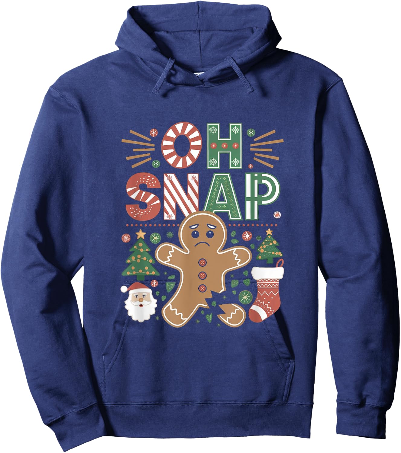 Oh Snap Gingerbread Man - Funny Christmas Cookie Baking Hoodie - Hoodie | Navy