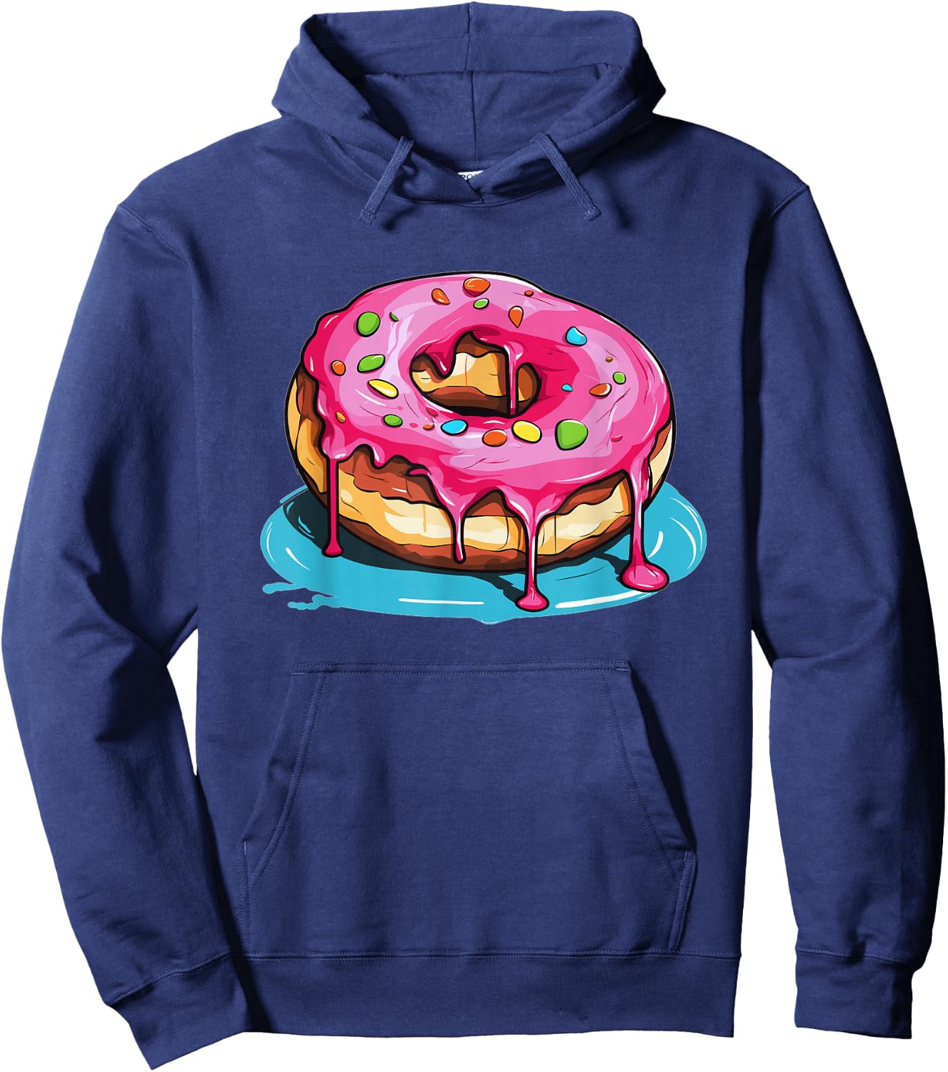 Colorful Sprinkles Dripping Donut Hoodie - Hoodie | Navy