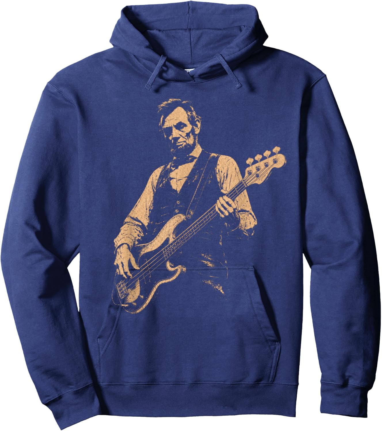 Funny Abraham Lincoln Playing Bass Guitar Abe Bassist Humor Hoodie - Hoodie | Navy