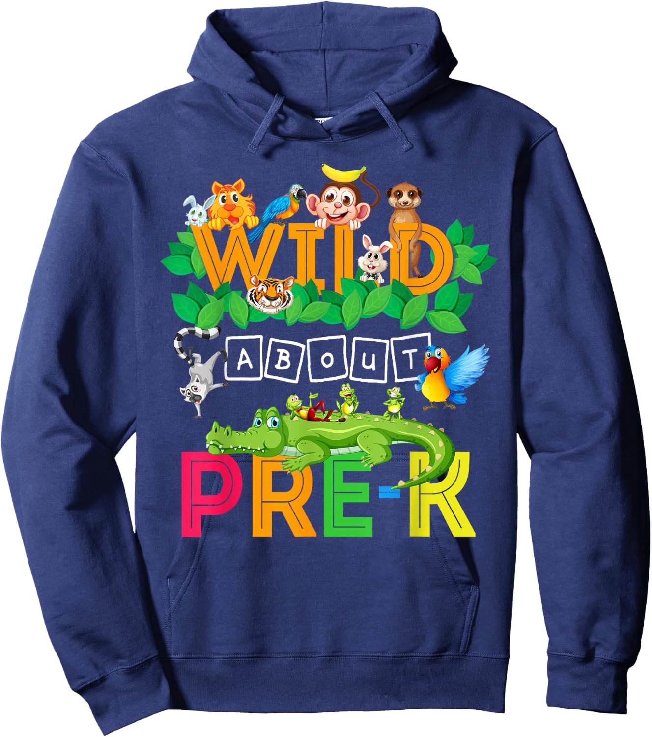 Wild About Pre-K Teacher Student Back To School Gift Women Girls Kids Hoodie - Hoodie | Navy