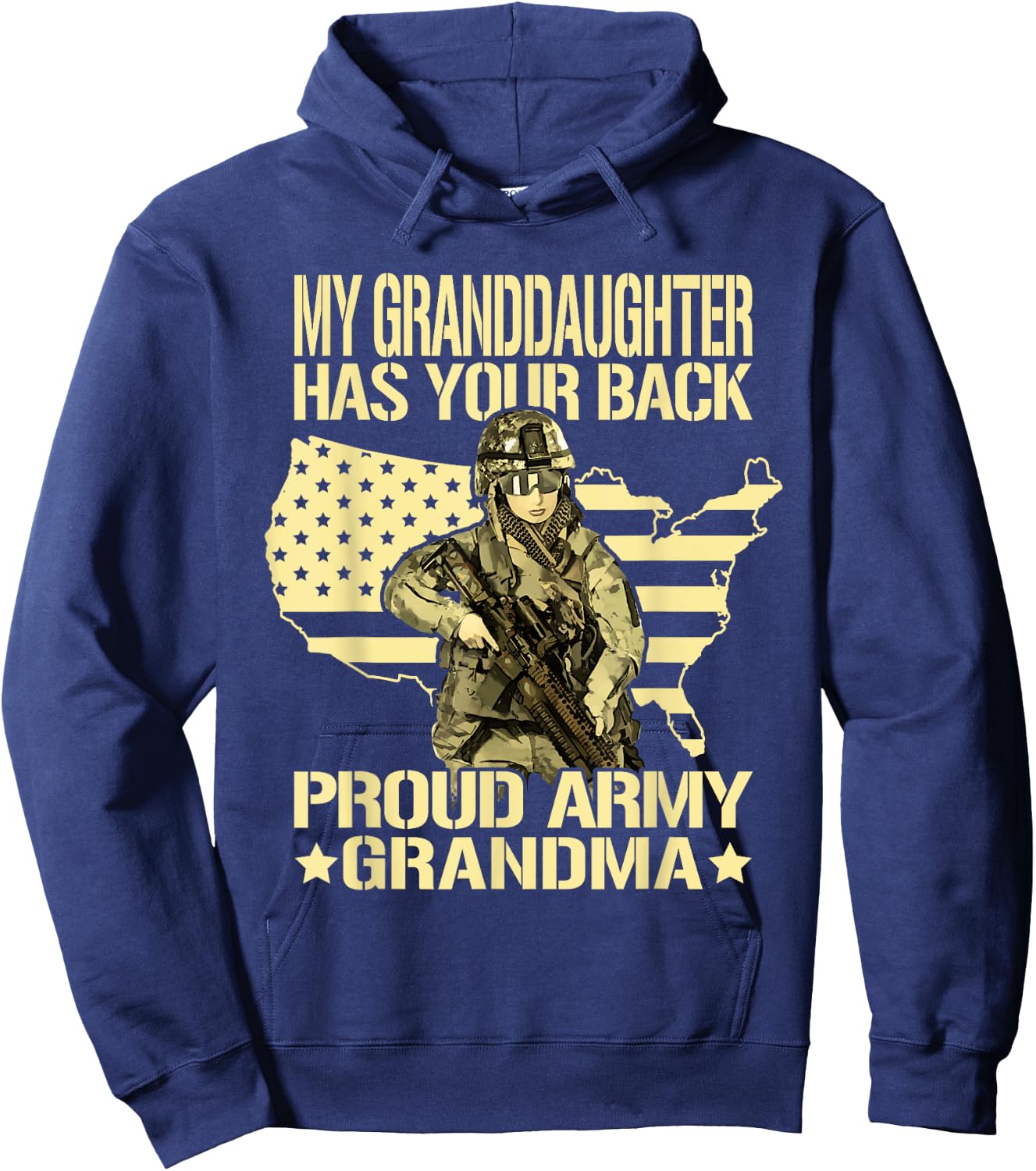 My Granddaughter Has Your Back Proud Army Grandma Gift Hoodie - Hoodie | Navy