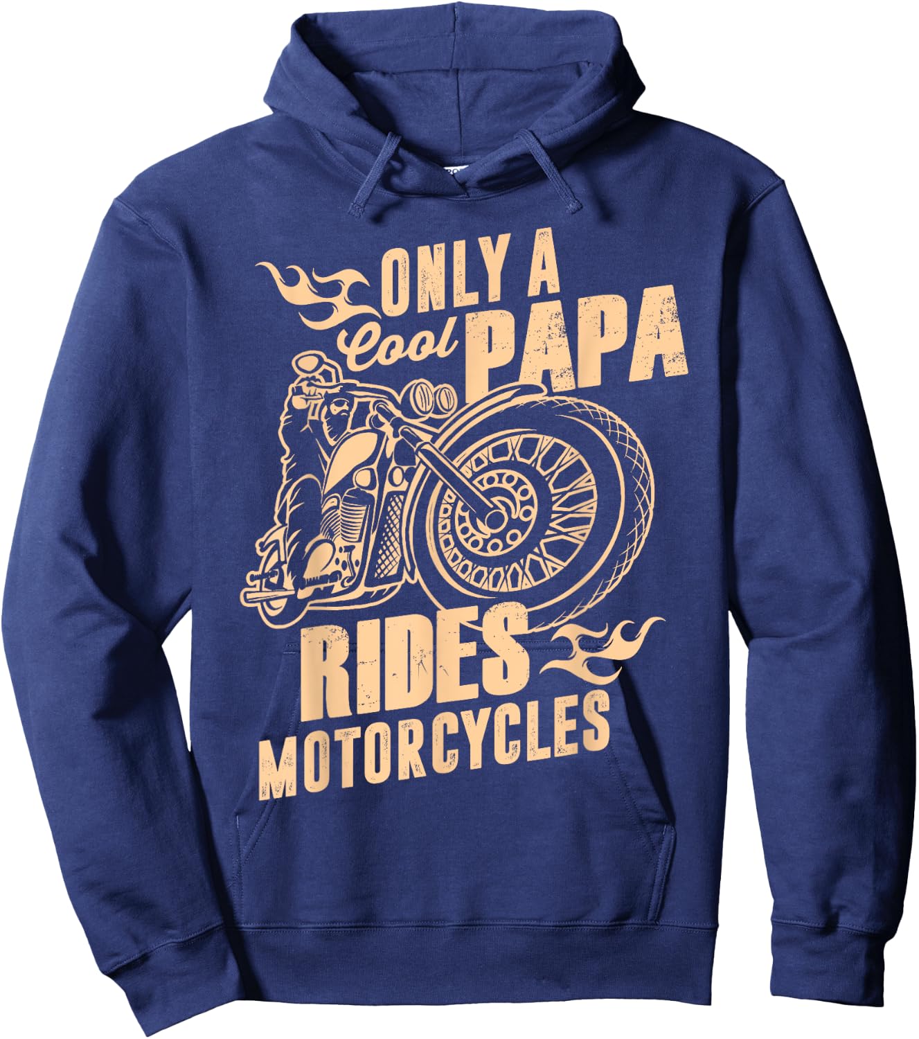 Only Cool Papa Rides Motorcycles Funny Father's Day Hoodie - Hoodie | Navy