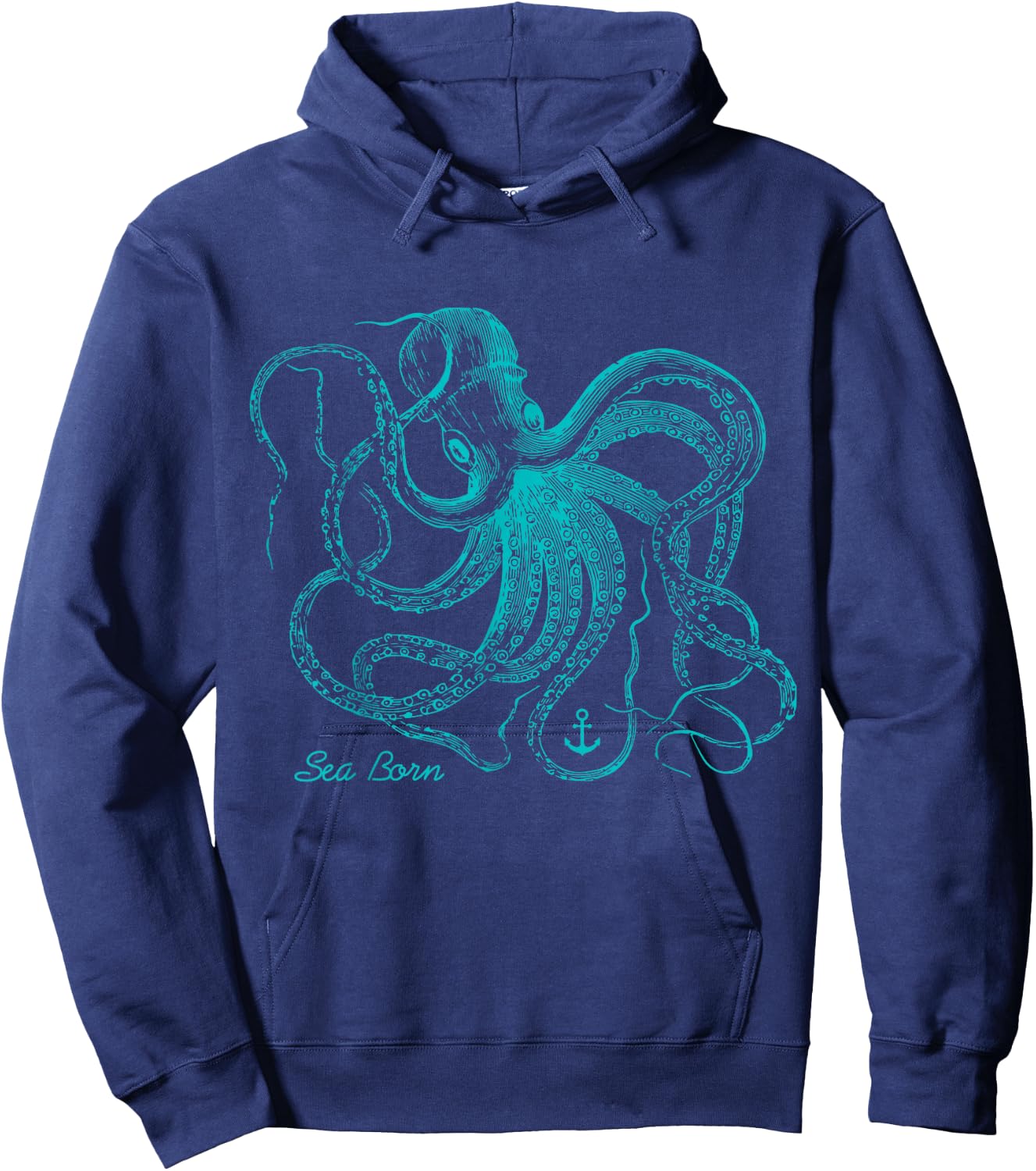 Vintage Octopus - Marine Biologist Design - Green Sea Life Hoodie - Hoodie | Navy