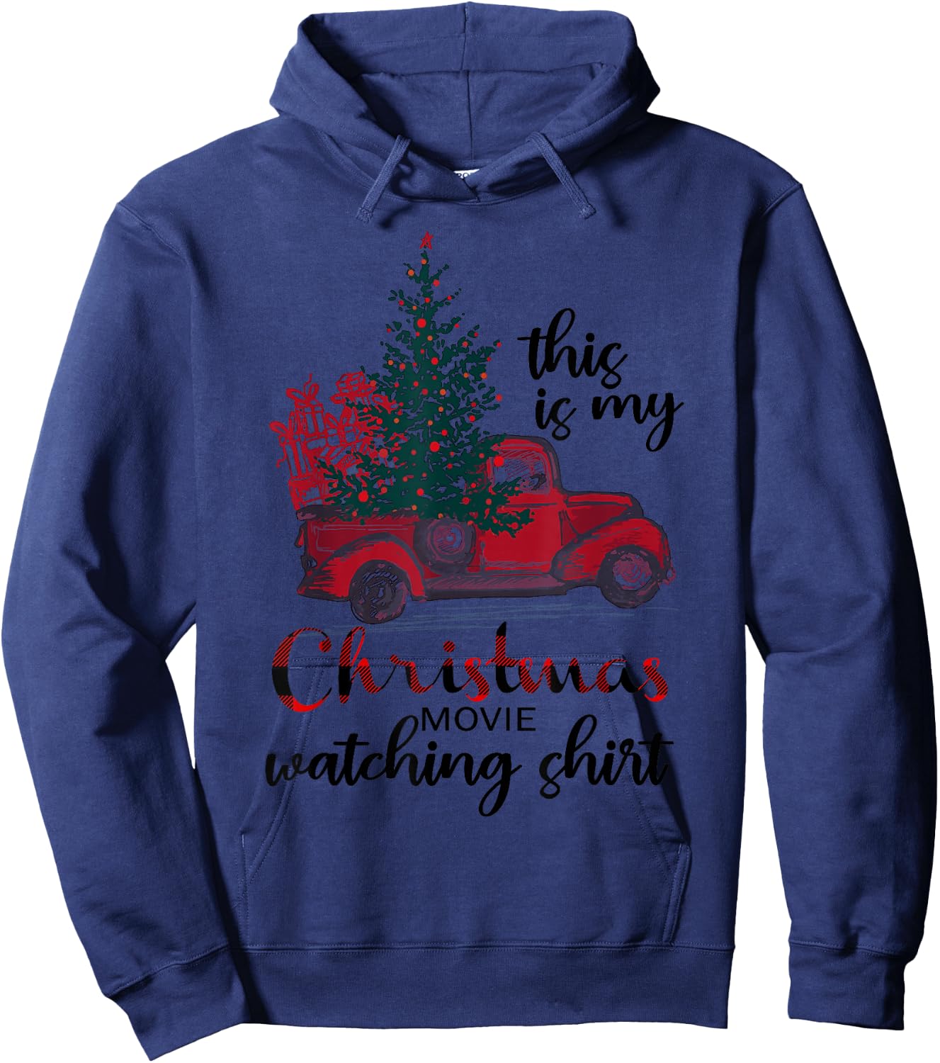 This Is My Christmas Movie Watching Shirt Vintage Red Truck Hoodie - Hoodie | Navy