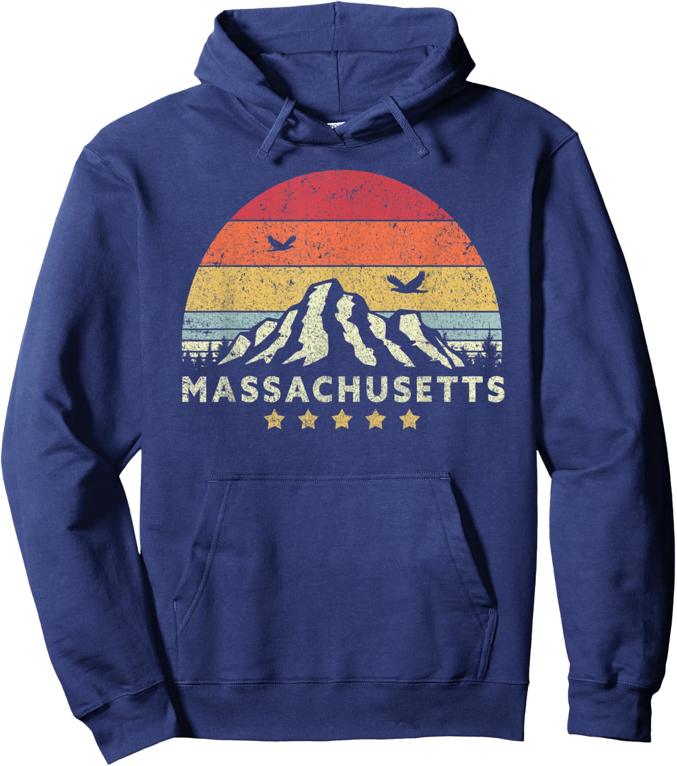 Massachusetts Shirt. Retro Style MA, USA Hoodie - Hoodie | Navy