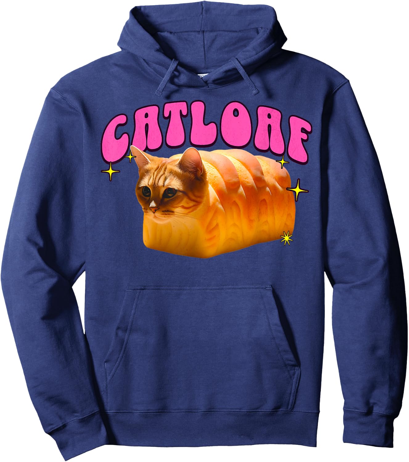Funny Catloaf Meme For Cat Lovers Cat Loaf Bread Cat Pun Hoodie - Hoodie | Navy