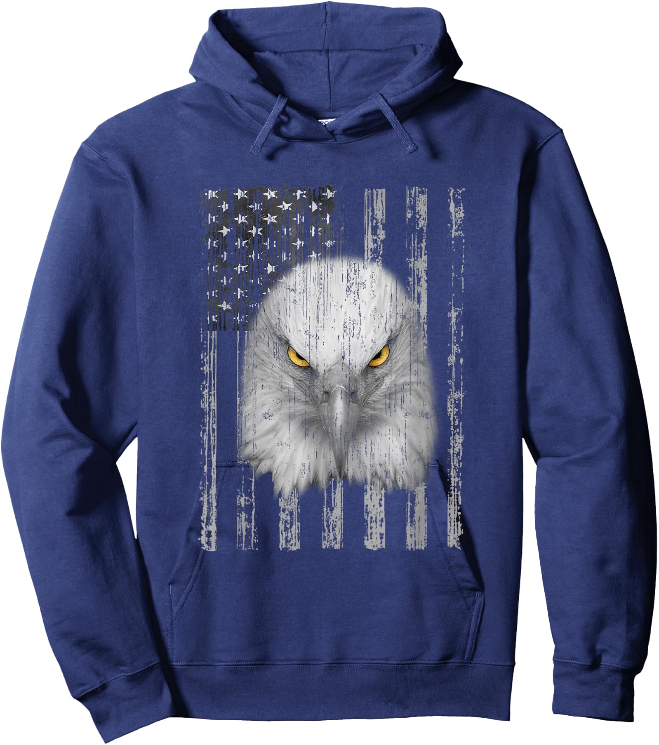 USA Flag with American Bald Eagle Eyes Shirt Patriotic Hoodie - Hoodie | Navy