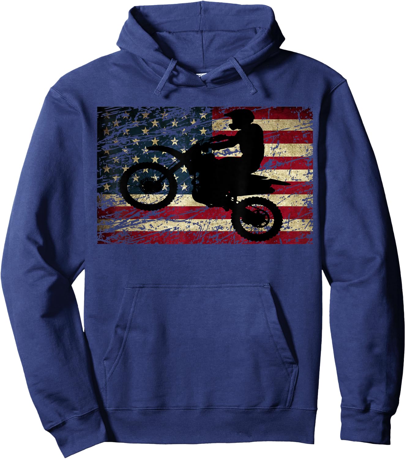Dirt Bike USA Flag Motocross American Flag Shirt Hoodie - Hoodie | Navy
