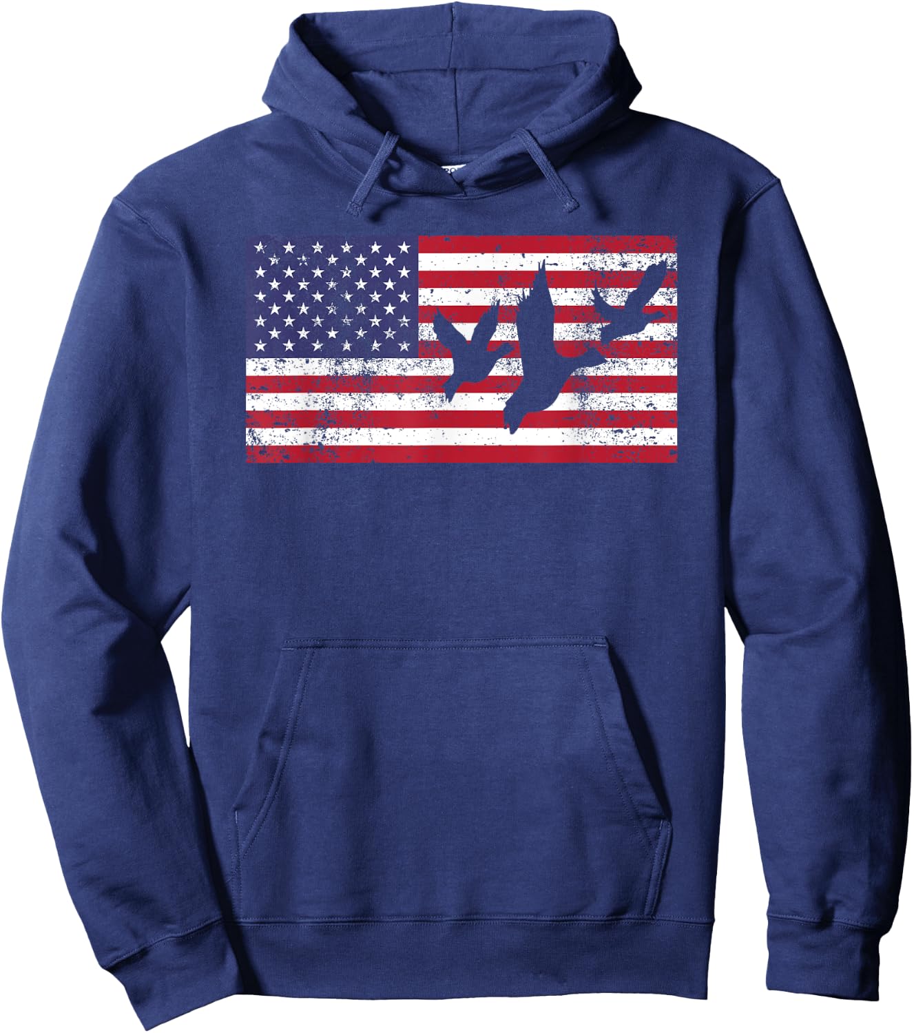 Duck Hunting Shirt American Flag USA 4th of July Gift Hoodie - Hoodie | Navy