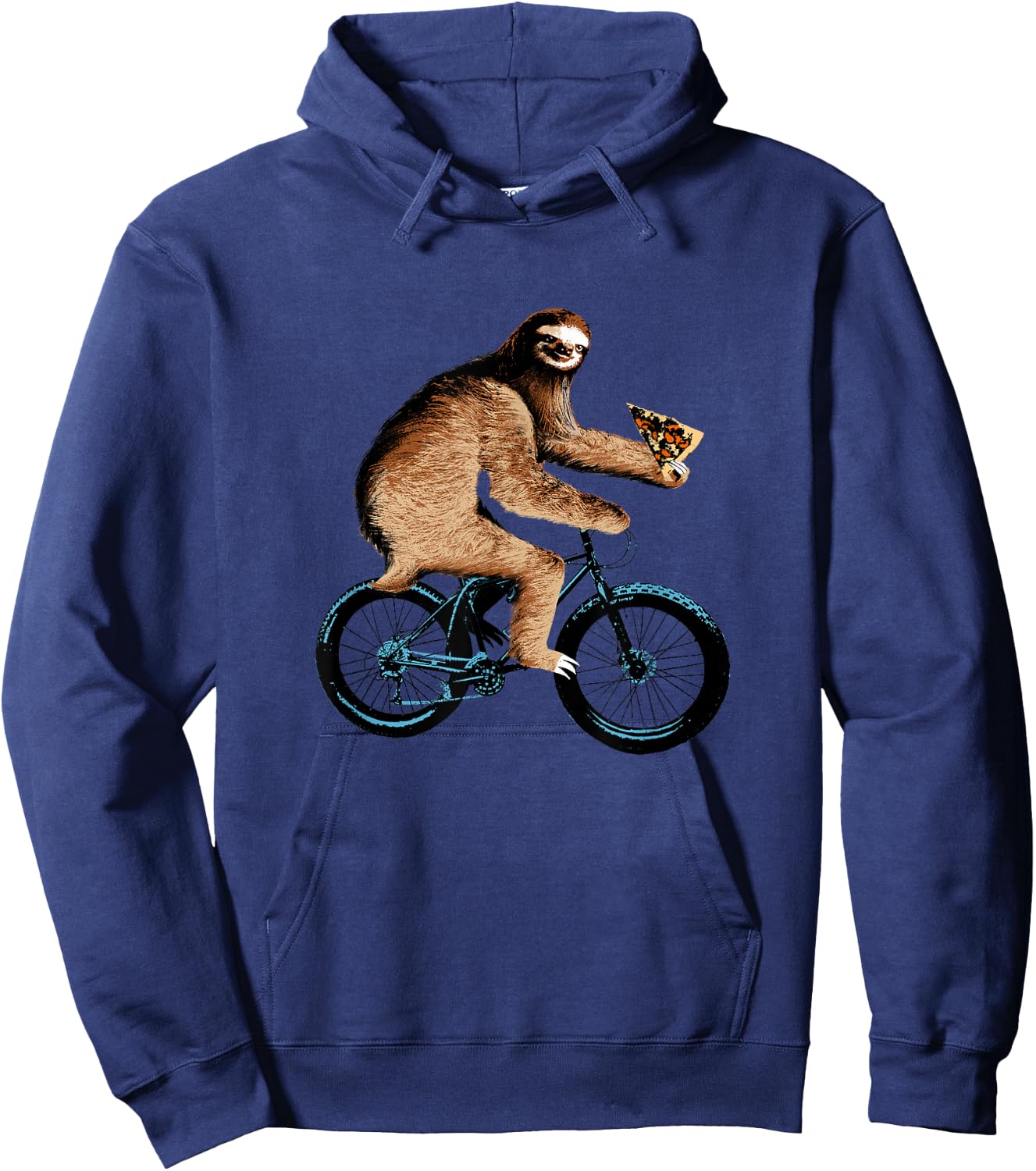 Sloth Riding a Bicycle Eating Pizza , Fatbike Hoodie - Hoodie | Navy