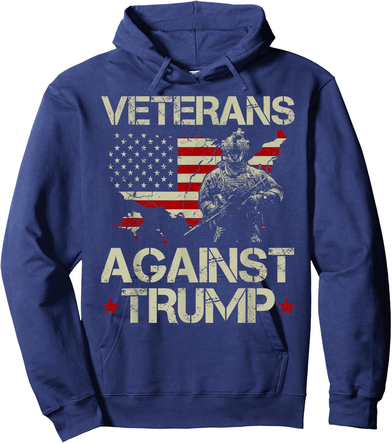 Veterans Against Donald Trump American Flag Gift Hoodie - Hoodie | Navy