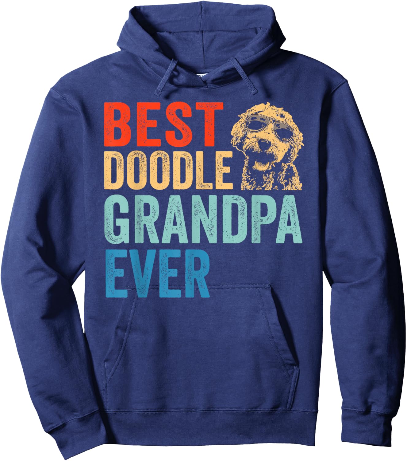 Best Doodle Grandpa Ever Vintage Goldendoodle Gift Hoodie - Hoodie | Navy