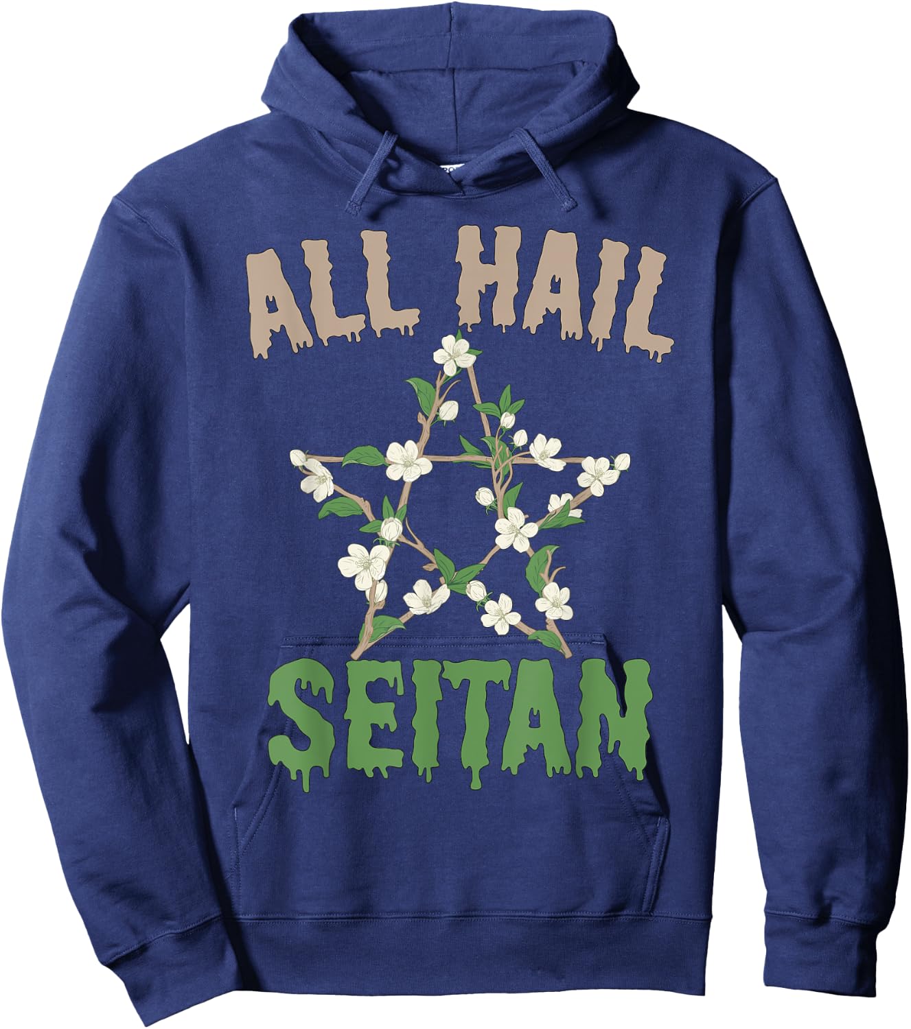 All Hail Seitan Funny Vegan Food Animal Rights Design Hoodie - Hoodie | Navy