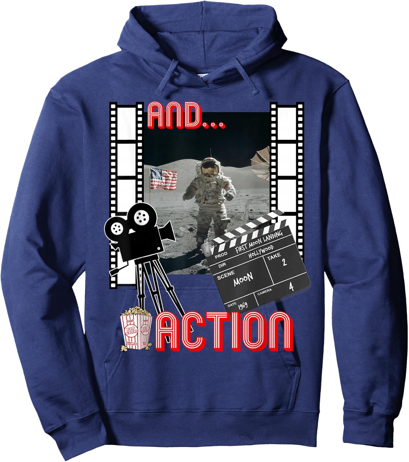 Fake Moon Landing Conspiracy Theory Apollo 11 Funny Gift Hoodie - Hoodie | Navy