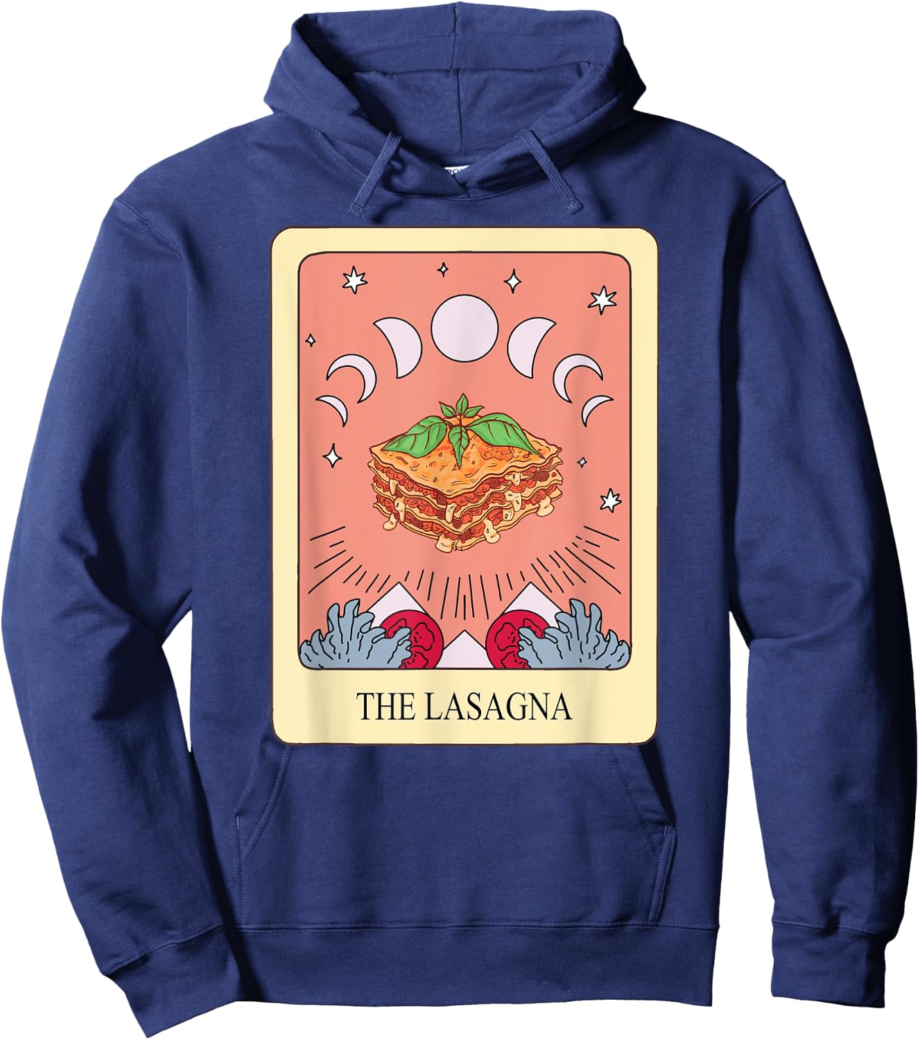 Lasagna Tarot Card Shirt Funny Lasagna Lover Tarot Fan Hoodie - Hoodie | Navy