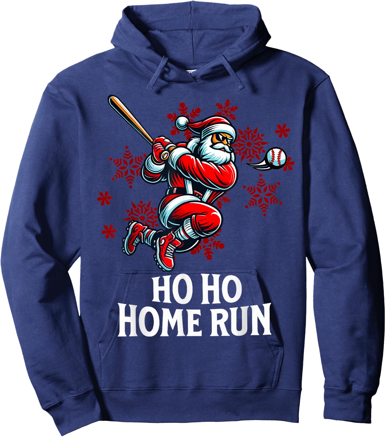 Baseball Christmas, Ho Ho Homerun Men Kids Boys Santa Sports Hoodie - Hoodie | Navy
