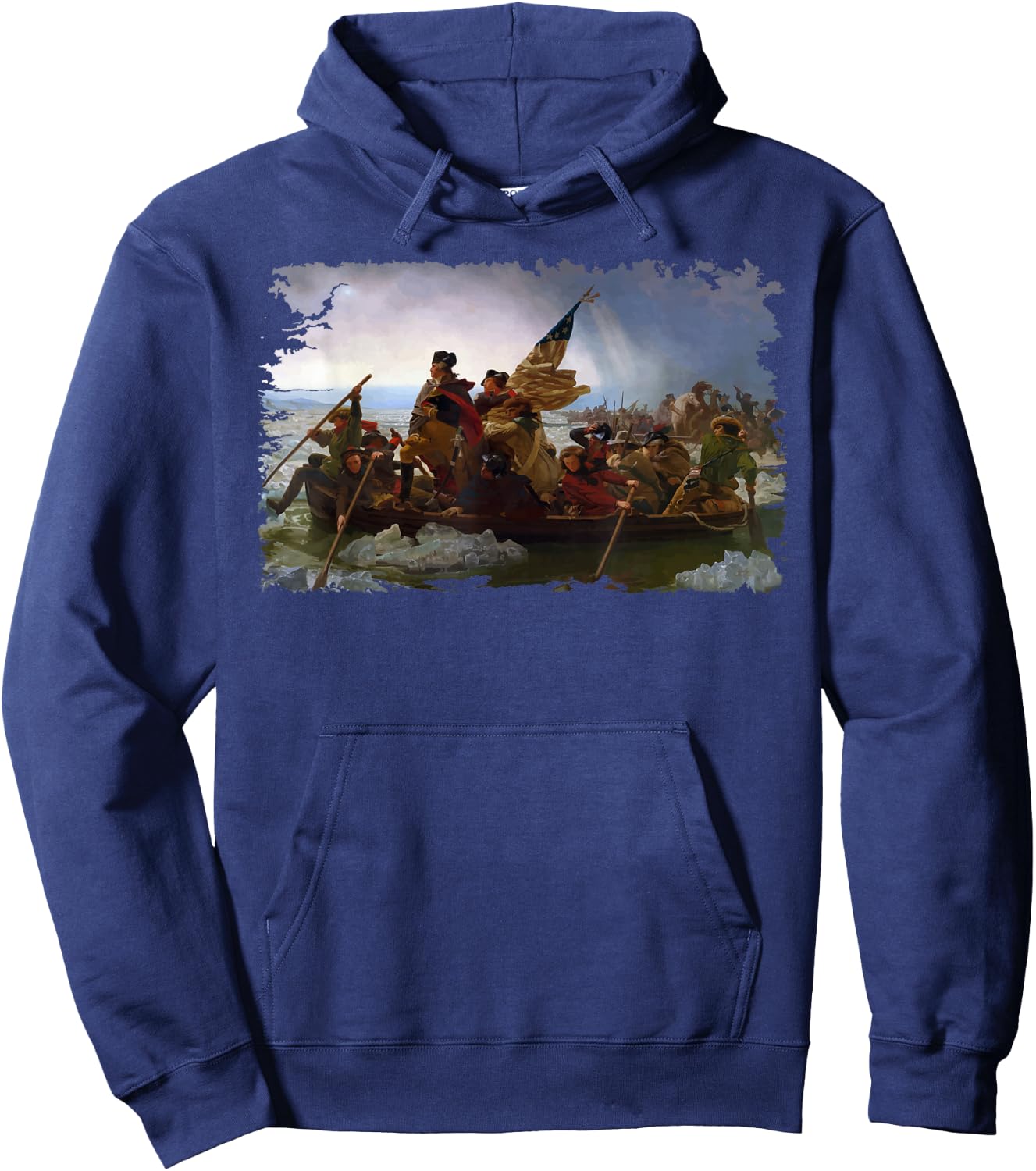 Right Out of My Mouth George Washington Crossing the Delaware Presidents Day Hoodie - Hoodie | Navy