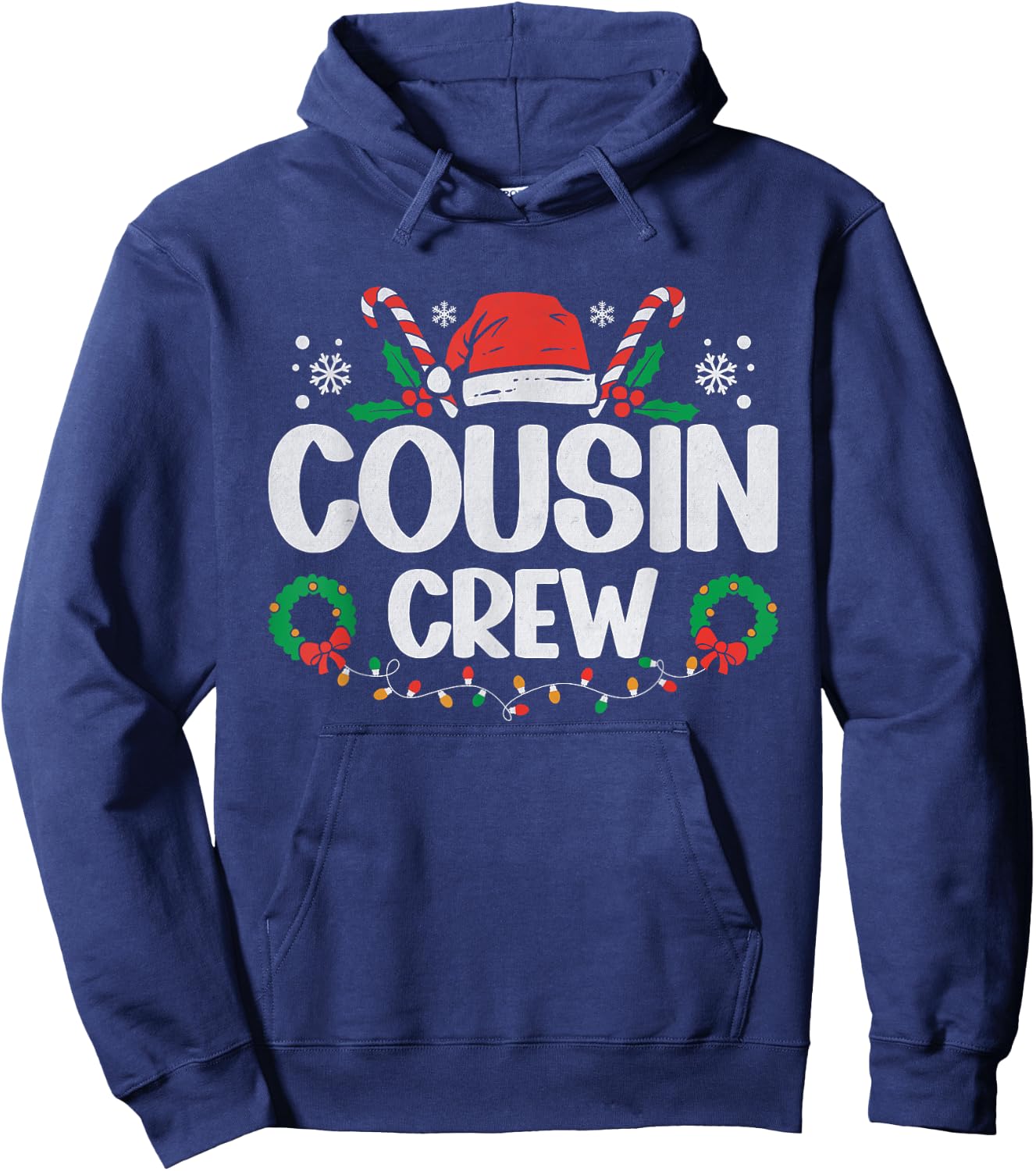 Cousin Crew Christmas Lights Family Matching Pajamas Holiday Hoodie - Hoodie | Navy