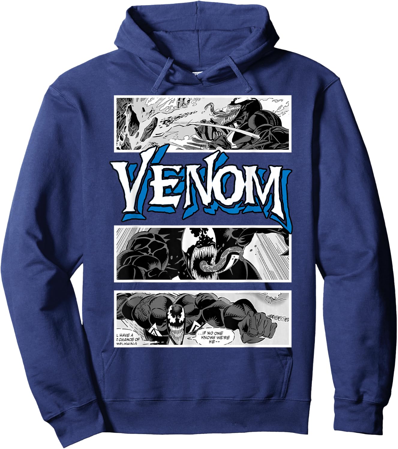 Marvel Venom Comic Book Illustrations Panel Graphic Hoodie - Hoodie | Navy