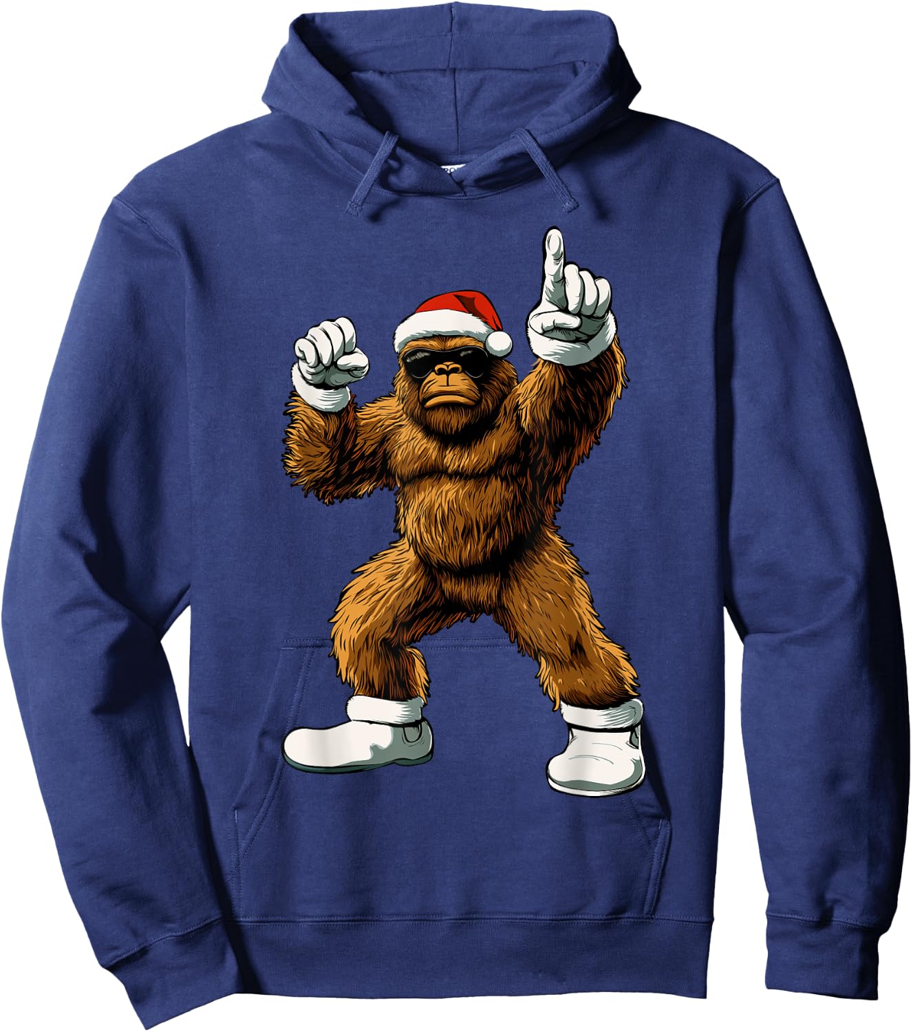 Christmas Funny Bigfoot Santa Kids Boys Men Xmas Hoodie - Hoodie | Navy