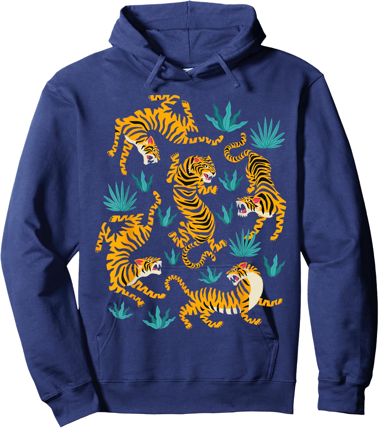 Dancing Tiger Cartoon Graphic Hoodie - Hoodie | Navy