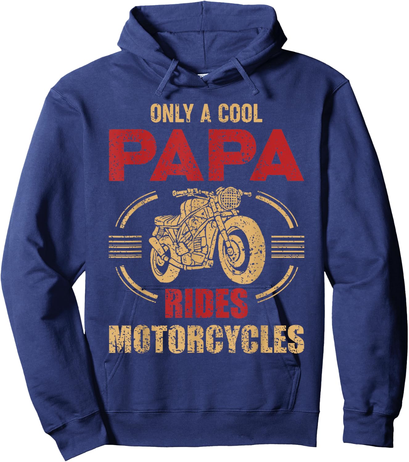 Vintage Father Day Only Papa Rides Motorcycle Cool Biker Dad Hoodie - Hoodie | Navy