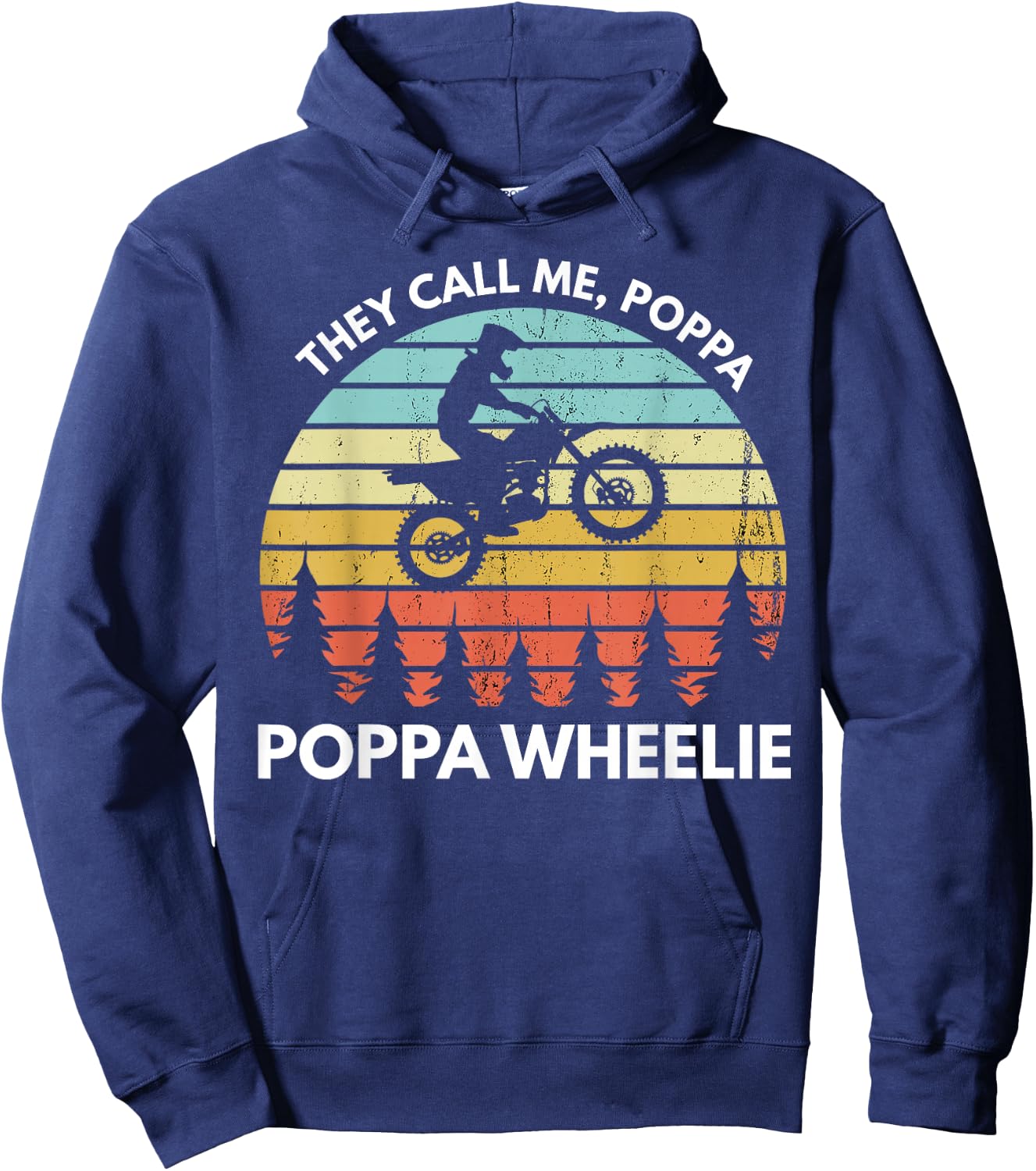 Funny Motocross Vintage Dirt Bike Poppa Wheelie Braaap Hoodie - Hoodie | Navy