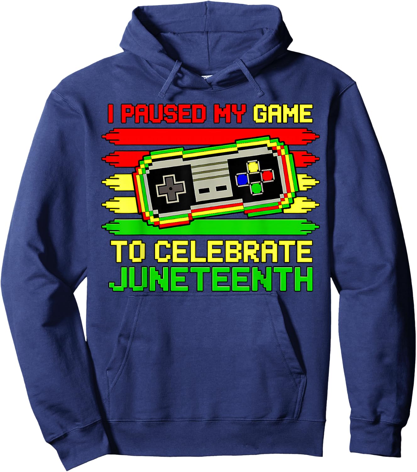 I Paused My Game to Celebrate Juneteenth Black Kids Boys Men Hoodie - Hoodie | Navy