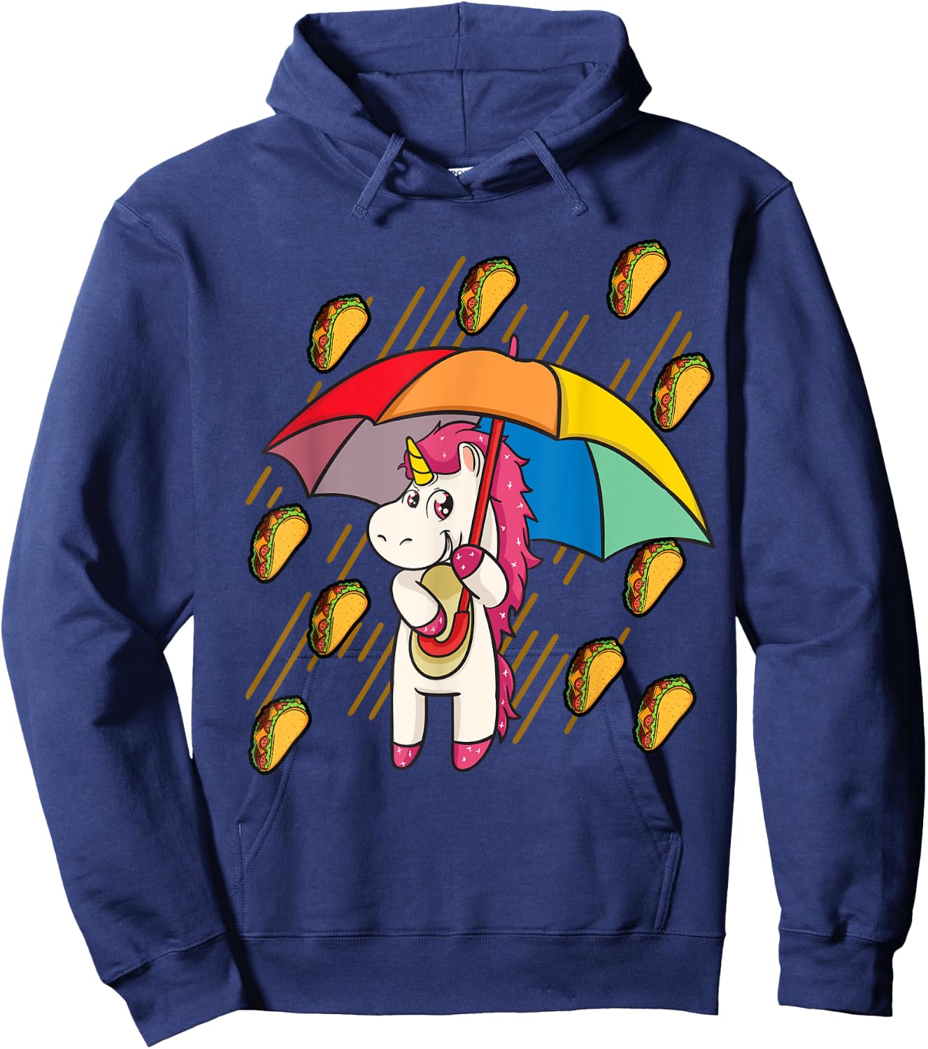 Raining Tacos Unicorn Lover Umbrella Cinco de Mayo Hoodie - Hoodie | Navy