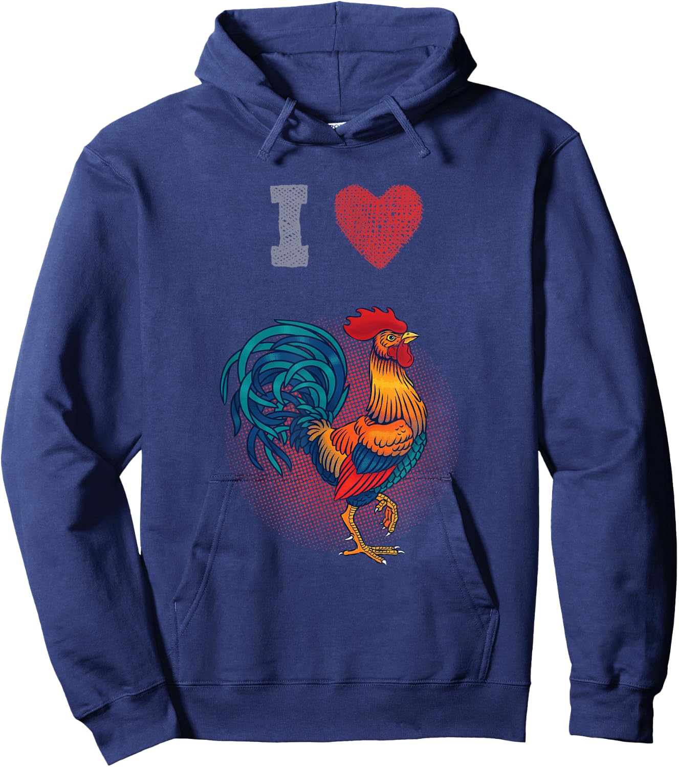 I Love (Heart) Chickens - Cock / Rooster Shirt Hoodie - Hoodie | Navy