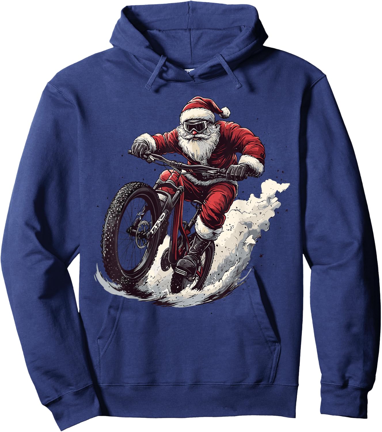 Funny BMX Lover Christmas Santa Biker Cyclist Xmas Pajama Hoodie - Hoodie | Navy