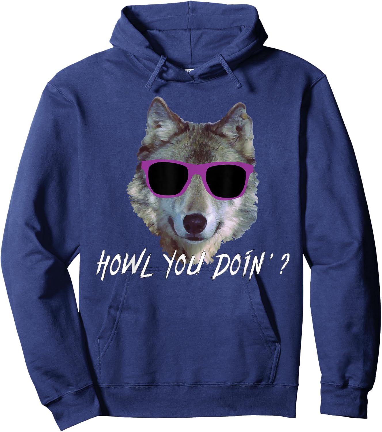 Howl You Doin'?: Funny Summer Pool Party Wolf Pun Men Women Hoodie - Hoodie | Navy