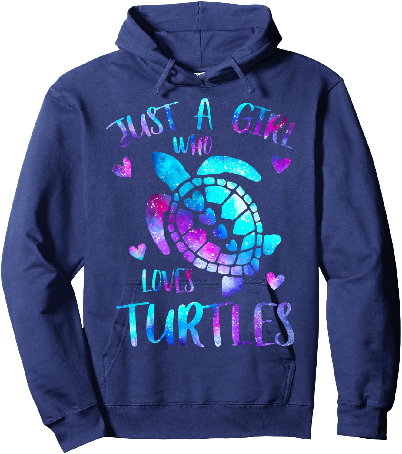 Just A Girl Who Loves Turtles Galaxy Cute Turtle Space Lover Hoodie - Hoodie | Navy